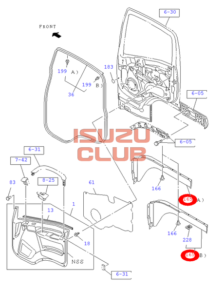 Схема Накладка двери правая нижняя ISUZU FVR34 =Isuzu Original= *8982713390*