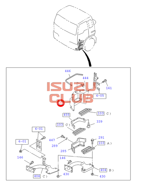 Схема Корпус (щиток) подножки правый ISUZU CYZ52 =Isuzu Original= *8981579340*