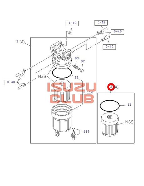 Схема Фильтр топливный тонкой очистки на моторе 4JJ1/4HK1/6HK1 N-F серии =Isuzu Original= 1876100934