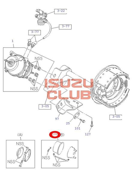 Схема Ремкомплект "B" энергоаккумулятора заднего/переднего ISUZU NQR90 =Isuzu Original= *8982055080*
