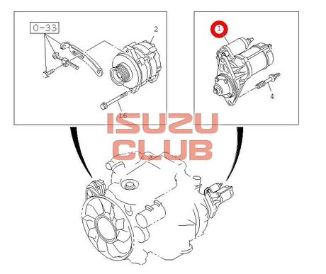 Схема Стартер ISUZU N-серия двигатель 4HK1/4JJ1 =Isuzu Original= *8982220182*