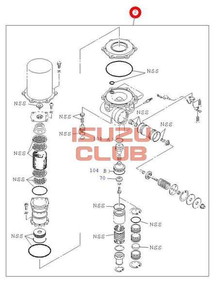 Схема Ремкомплект осушителя воздуха пневмосистемы ISUZU модель FSR90/NQR90 4HK1 =Isuzu Original= *8982263230*