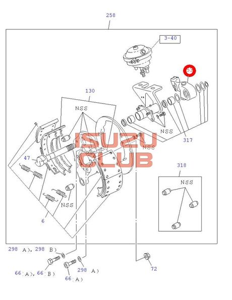 Схема Трещетка тормозная переднего колеса ISUZU NQR90 4HK1 =Isuzu Original= *8982290190*