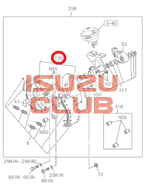 Схема Колодки тормозные комплект ISUZU NQR90 =Isuzu Original= *8982419131*