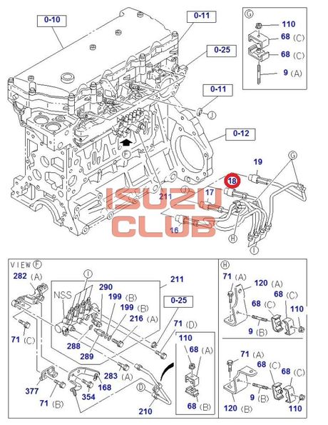 Схема Трубка подачи топлива к форсунке №3 4HK1 ISUZU NPR75 =Isuzu Original= *8982986080*
