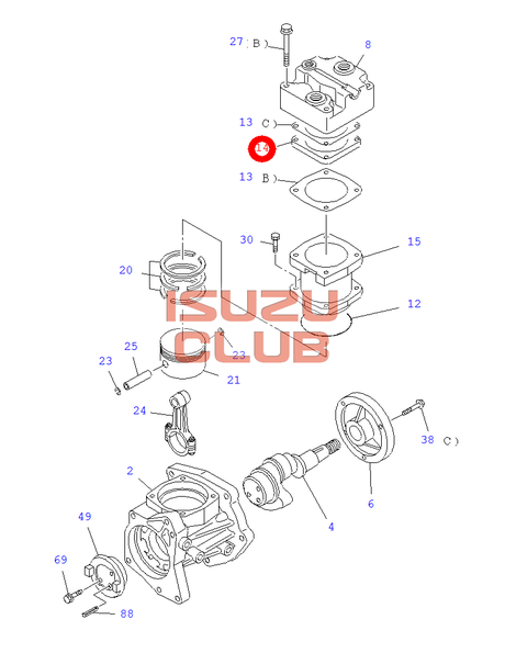 Схема Клапана воздушного компрессора ISUZU NQR90/FSR90 =Isuzu Original= *8982717130*