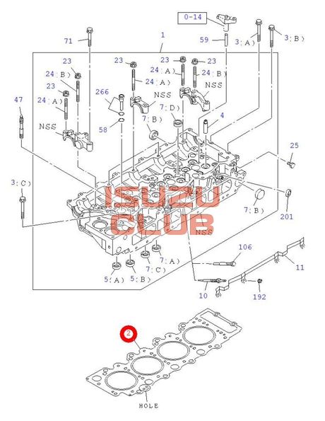 Схема Прокладка ГБЦ мотор 4HK1-T (Е3/4) NPR75/NQR90/FSR90 Т=1.475 (Без метки) =Isuzu Original= *8982885010*