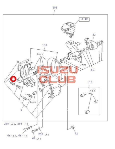 Схема Вал тормозной передний правый ISUZU NQR90 =Isuzu Original= *8983288220*