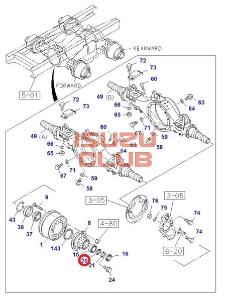 Схема Гайка задней ступицы ISUZU CYZ51/CYZ52/FVR34 стопорная =Isuzu Original= *9098430622*